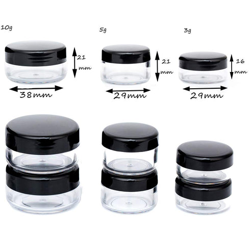 ZEJIA 3 Gram Sample Containers with Lids, 50 Count Tiny Jars for Lip Balms, Lotion, Black Lids