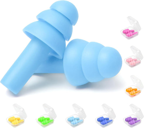 Earplugs for Sleeping, Reusable Noise Cancelling Silicone Ear Plugs, 8 Pairs for Sleeping, Swimming, Concerts