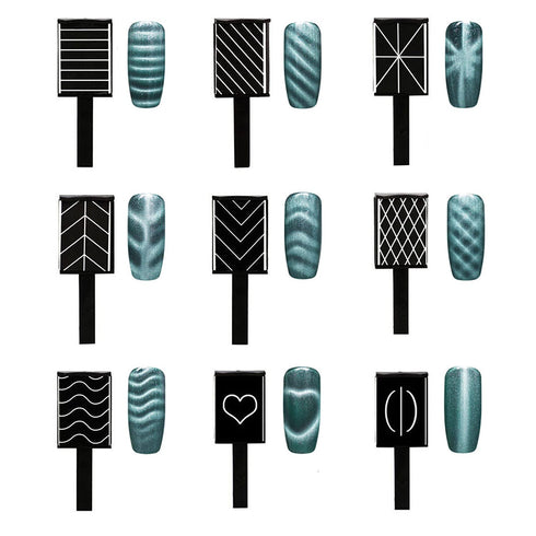 YECIRALA 15 Pieces Nail Magnet Tool Set For Cat Eye Nail Polish Magnet Plate Wand Board Magnetic Pen Double Ended Magnet Wand Magnet Stick For Diy Gel Polish Nail Art Designs Magnets