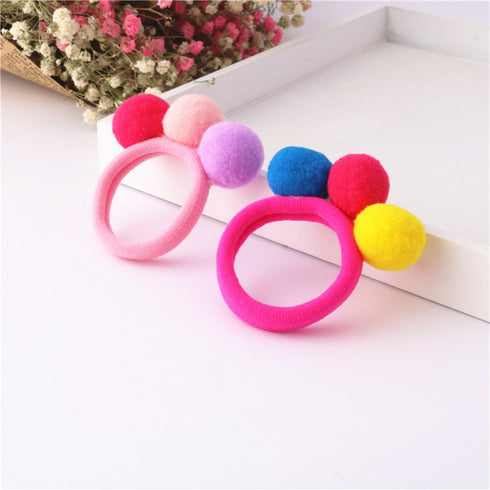 LOVEF 6 Pcs Furball Pompom Ball Elastic Hair Bands - Ponytail Holders, Girls Hair Accessories Gift