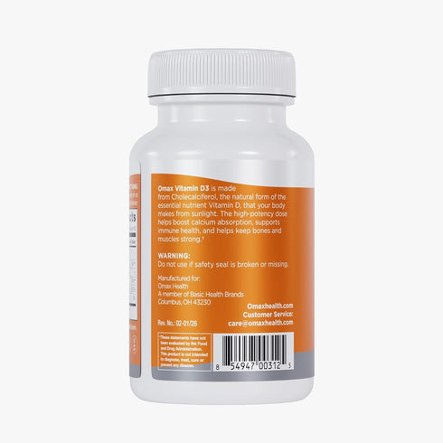Omax3 D3 5,000 (125 Immunity, 90 90-Day High-Potency Vitamin IU mcg) Strong Bones, Muscles & Joints, Heart Health, Non