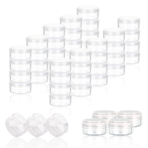 ZEJIA 3 Gram Sample Containers with Lids, 50 Count Tiny Jars, 3ML Makeup Cosmetic Containers for Beauty Products
