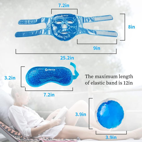 Face Ice Pack Cold Eye Cooling Mask, Reusable Beads for Puffy Eyes and Face Swelling, Soft Plush Backing