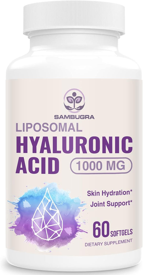Liposomal Hyaluronic Acid Supplements, 1000mg Capsules for Skin Hydration & Joint Lubrication, 60 Capsules