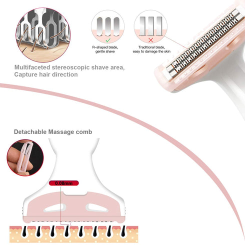 Women Painless Hair Remover, Gominyuf Electric Lady Shaver Trimmer for Arm, Bikini, Leg, Armpit Hair