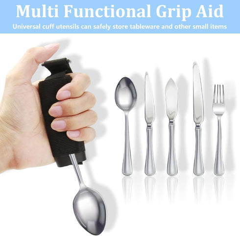 SHFGYG Universal Cuff,Universal Hand Strap for Holding Utensils,Adjustable Spoon Fork Holder Strap, Useful Adaptive