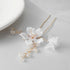 SWEETV 3Pcs Bridal Hair Pins, White Flower Hair Pieces Wedding Side Combs Accessories for Bridesmaids