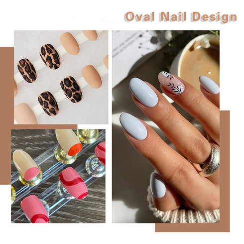 Sethexy Short Oval False Nails - 500Pcs Full Cover Acrylic Nail Tips for Art Nail Design (Clear)
