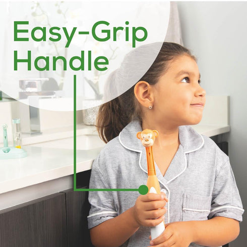 Beurer TB10 Kids Electric Toothbrush Kit - Fun Milo The Monkey Cap, 2 Extra-Soft Brush Heads, 2 Minute Timer