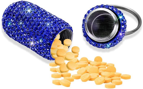 Portable Pill Case with Keychain, Waterproof Pill Holder for Outdoor Camping, Royal Blue