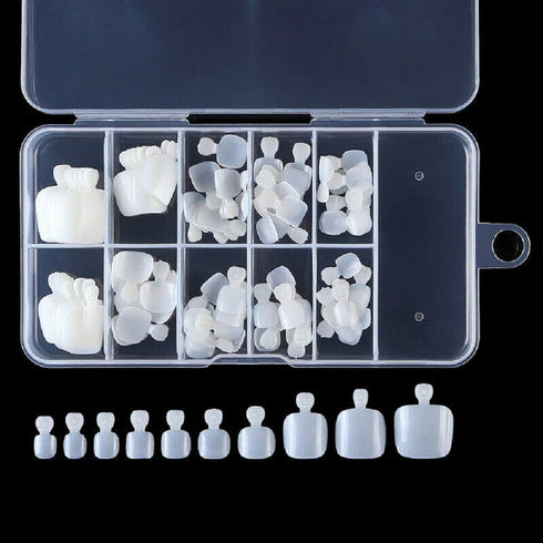 YIMART 100Pcs Fake Toenail Tips Set, Full Cover False Toe Nail Tips for DIY Salon Foot Manicure (Natural With Box)