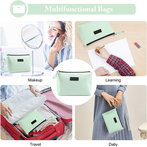 Small Makeup Bag for Women, Pu Leather Travel Makeup Pouch with Zipper, Makeup Bag for Purse