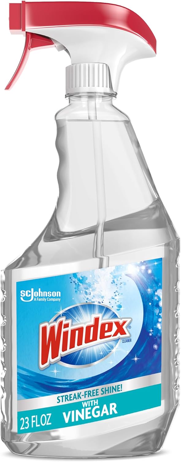 Windex with Vinegar Glass Cleaner Spray, 23 fl oz, New Packaging to Prevent Leakage and Breaking
