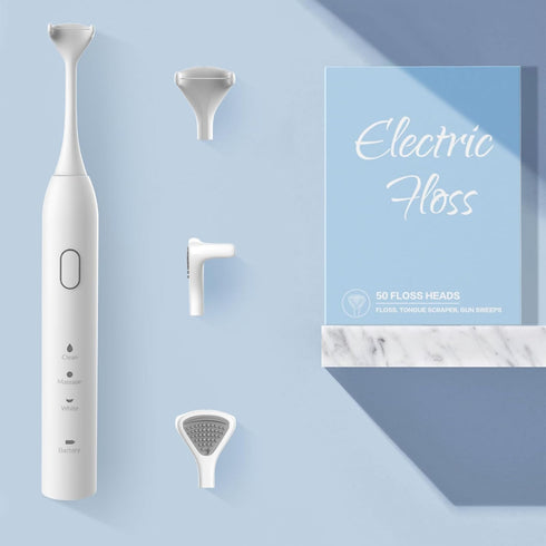 Voraiya Flosser Refills, 50 Voraiya Floss Heads, Reusable Woven Floss, Floss Without PFAS & Unwaxed Dental Floss (White)