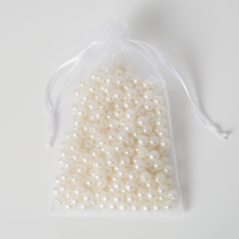 50PCS Organza Bags, 4x6 inches Small Drawstring Mesh Bags for Jewelry Gift Packaging, Party, and Festival (White)