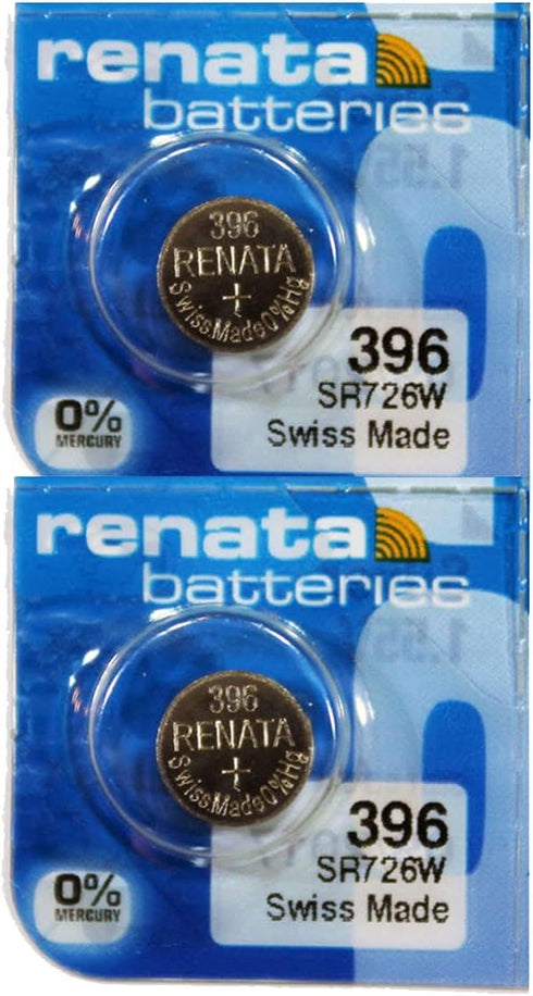 Renata 396 SR726W Batteries - 1.55V Silver Oxide Watch Battery (2 Count)