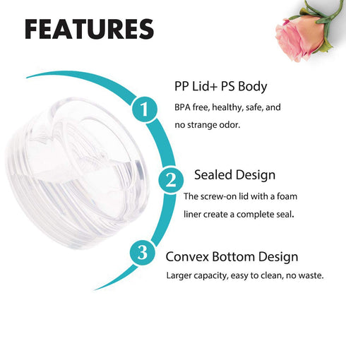 Tiny Cosmetic Containers, 3 Gram 25Pcs Sample Containers with Lids, BPA Free Clear Jars for Makeup, Lotion, Powder