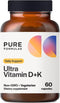 PureFormulas Vitamin D3 K2, 5000 IU D3 and K2 Supplement for Bone and Immune Support, 60 Vegetarian Capsules