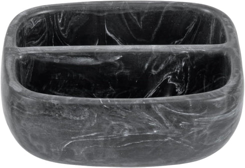 MyGift Modern Black Resin Double Sponge Holder with Marble Pattern for Kitchen Sink