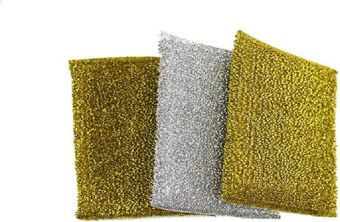6 Pack Non-Scratch Scrub Sponges Pads, Multi-Use Heavy Duty Scrub Sponge, 3 Silver & 3 Gold Pieces