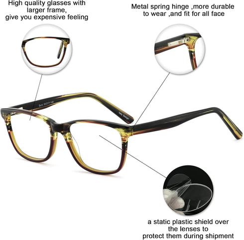OCCI CHIARI Anti Blue Light Reading Glasses Eyewear Rx Frame 1.0 to 4.0 for Computer Games and Reading