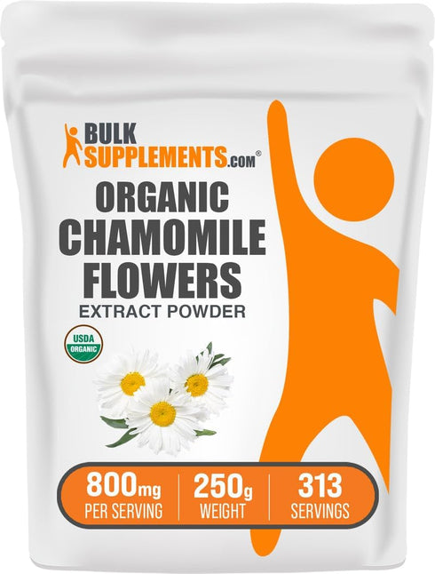 BulkSupplements.com Organic Chamomile Extract Powder - Herbal Supplement from Chamomile Flowers - Vegan & Gluten Free,