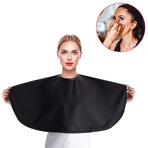 Noverlife Black Makeup Cape, Chemical & Water Proof Beauty Salon Shorty Smock for Clients, Lightweight