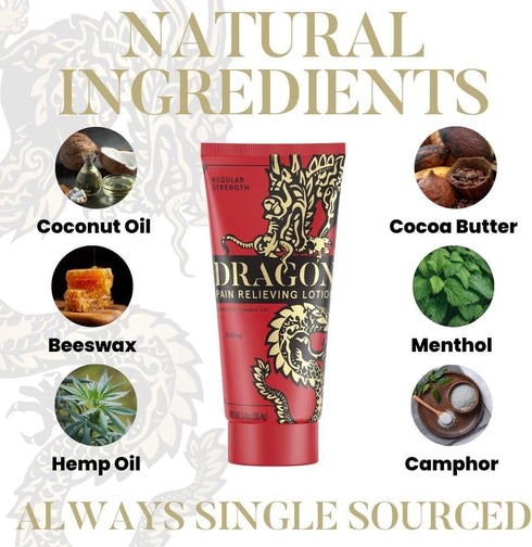Dragon Pain Relieving Lotion, 3.4oz Regular Strength for Muscle and Joint Discomfort Relief, Quick Absorb