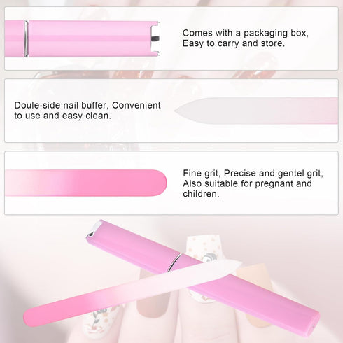 KADS 3 Pack Glass Nail File, Crystal Fingernail Files with Case for Natural Nail Care, Unique Gifts