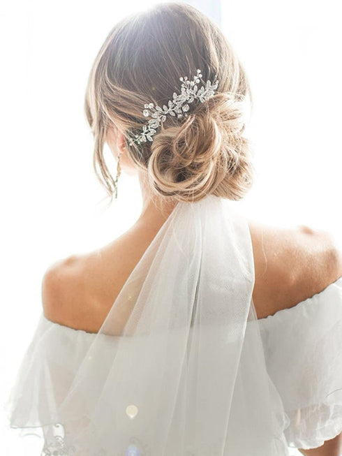 Unsutuo Silver Rhinestone Crystal Bridal Headband, Wedding Hair Vine Pearls for Women and Girls