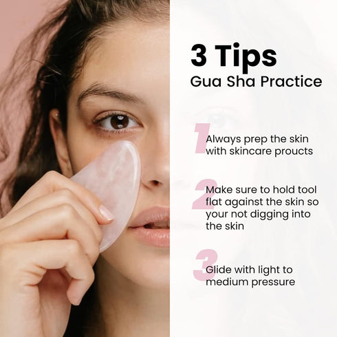 ROSELYNBOUTIQUE Gua Sha Facial Tools - Natural Healing Crystals Massager for Face, Back, Neck, Body (Rose Quartz)