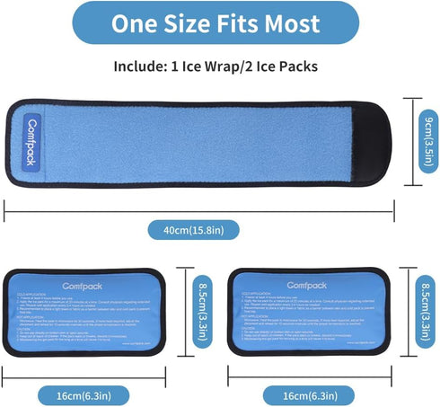 Cold Therapy Wrap with 2 Packs for Pain Relief, Reusable Gel Ice Packs for Sprains and Muscle Pain