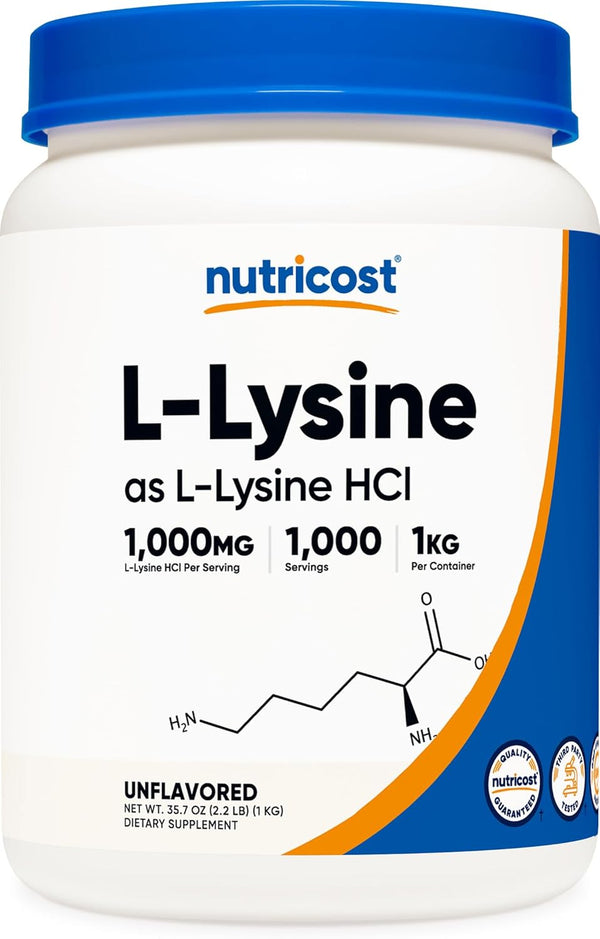 Nutricost L-Lysine Powder, 1KG (2.2lbs), Pure, Non-GMO, Gluten Free