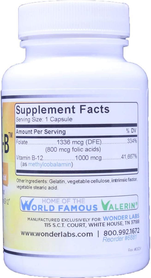 Intrinsic Factor with Folic Acid and Vitamin B-12 - 1000mcg, 120 Capsules