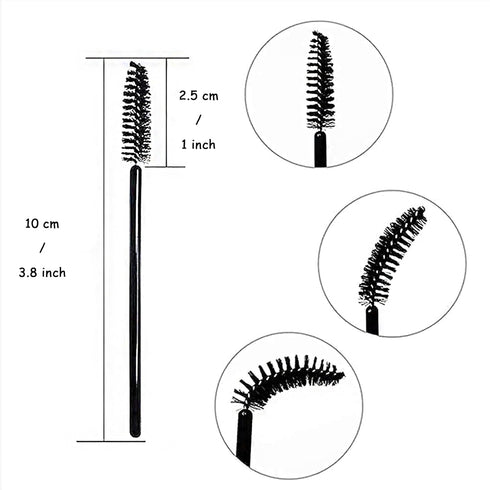 i-Laesh 100 Pcs Disposable Eyelash Brushes, Spoolies for Eyelash Extensions, Mascara Wands, Brow Makeup Supplies Kit