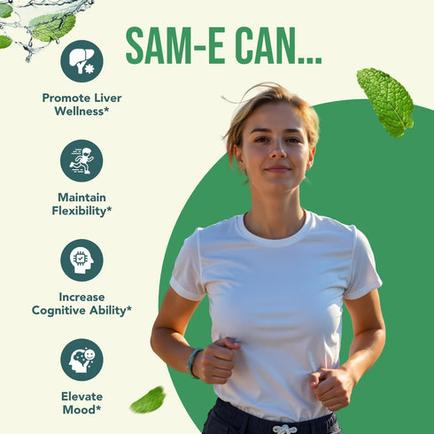 Healthy Way 500mg SAM-e Supplement - High Strength S-Adenosyl-L-Methionine Capsules for Joint, Brain, Liver, Mood