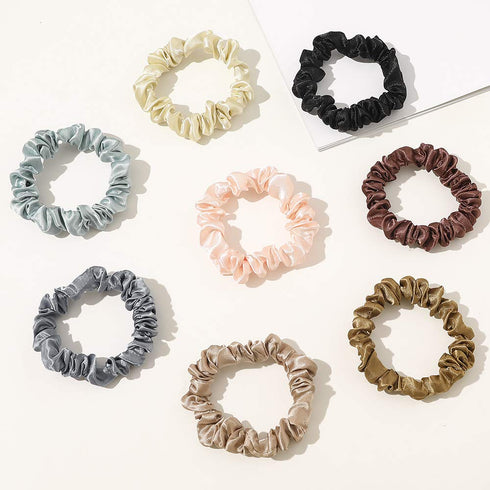 Scrunchies Silk Satin Hair Ties - Elastic Ponytail Holders, Small Scrunchy for Thick Curl Hair, No Crease Accessories