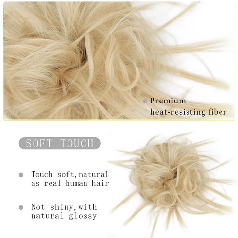 HMD Tousled Updo Messy Bun Hair Piece - Synthetic Hair Extensions with Elastic Rubber Band for Women