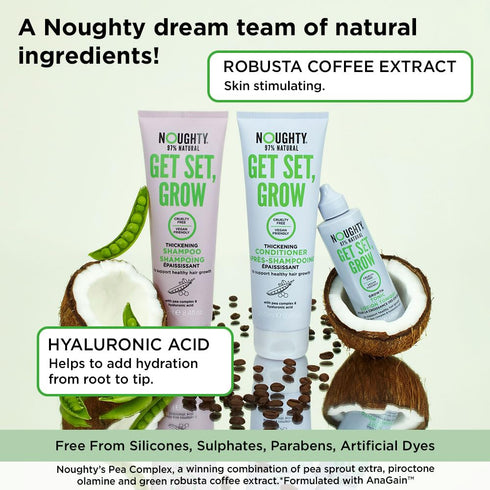 Noughty 97% Natural Get Set Grow Hair Thickening Conditioner, 250ml, Stimulate Roots and Promote Hair Growth