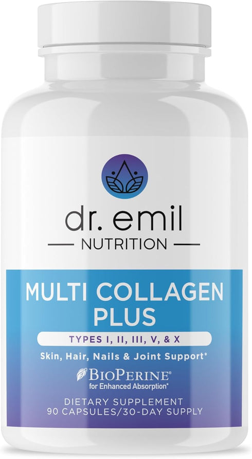 DR. EMIL NUTRITION Multi Collagen Pills - Hydrolyzed Collagen Supplements for Hair, Skin, Nails & Joints, 90 Capsules