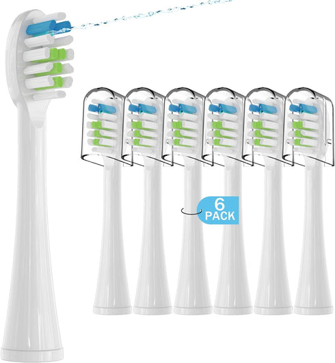 6 Pack Replacement Brush Heads for Waterpik Sonic Fusion Flossing Toothbrush, Compatible with SF01/SF02/SF03/SF04