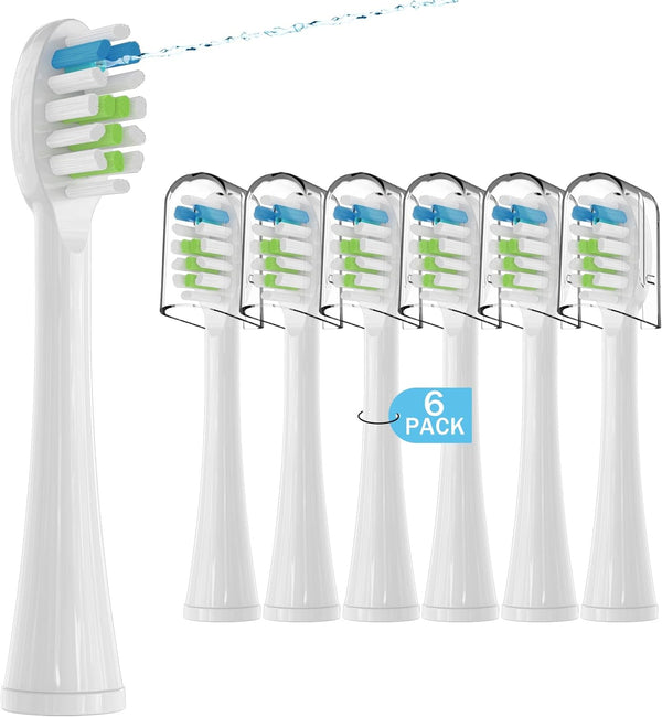 6 Pack Replacement Brush Heads for Waterpik Sonic Fusion Flossing Toothbrush, Compatible with SF01/SF02/SF03/SF04