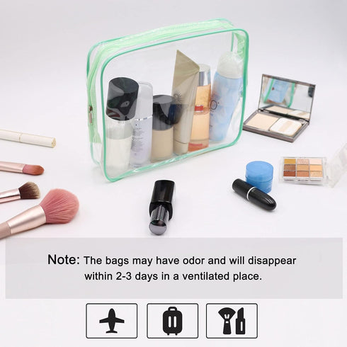 APREUTY Clear Makeup Bags, TSA Approved 6 Pcs Set of Clear PVC Cosmetic Bags with Zipper Handle for Travel