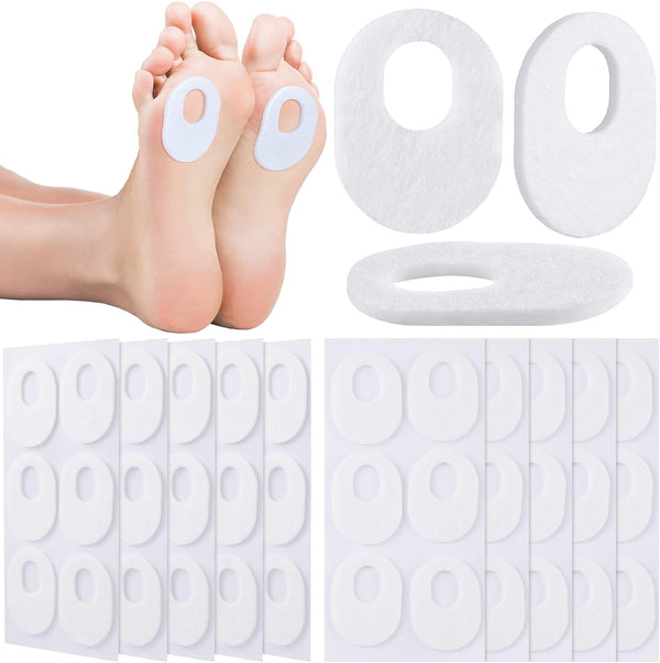 WILLBOND 60 Pcs Callus Pads Soft Felt Oval Shape Corn Pads for Foot Pain Relief, Adhesive Foot Corn Pads for Men and
