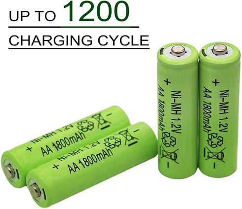 12 Count Ni-MH AA 1800mAh Rechargeable Batteries 1.2V for Garden Landscaping Outdoor Solar Lights, String Lights