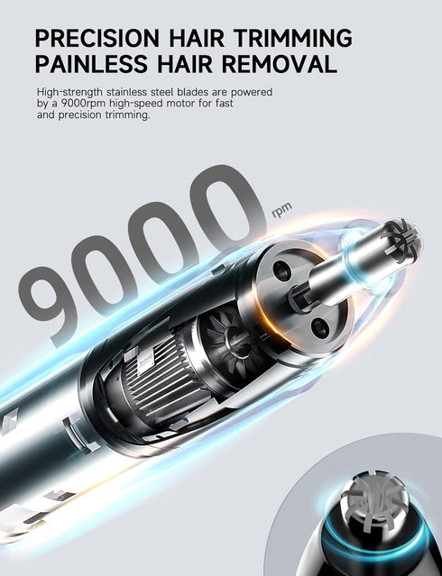 ZORAMI Rechargeable Ear and Nose Hair Trimmer, Professional Painless Eyebrow & Facial Hair Trimmer, Black