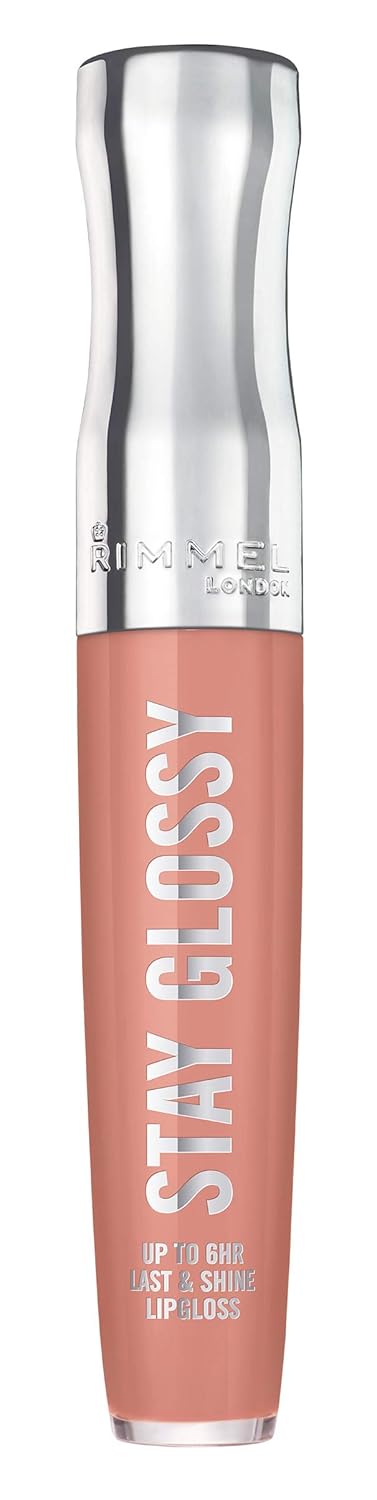 Rimmel Stay Glossy Lip Gloss - Non-Sticky Lightweight Formula for Lip Color and Shine - 020 Sunday Brunch, 0.18oz