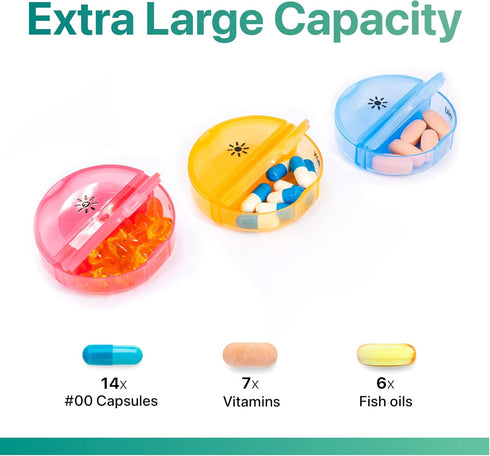 Sukuos Weekly Pill Organizer, 7 Day 2 Times a Day Large Daily Pill Box Easy to Open for Medicine/Vitamin/Supplements
