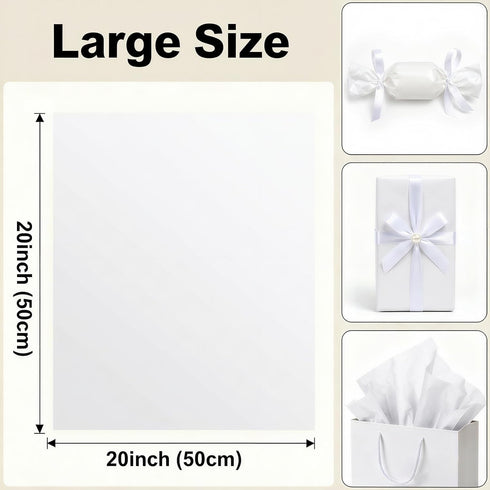 Sadaunbe 25 Sheets-20 20 Inch, White Tissue Paper for Gift Bags x Recyclable Gift Wrap Tissues for Christmas, Holidays