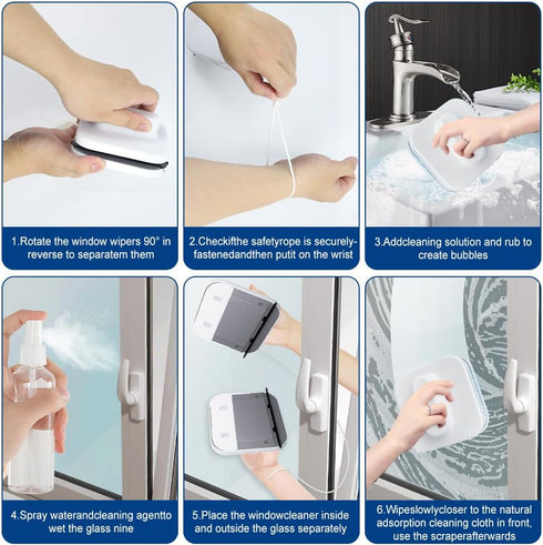 zxbaers 3-10MM, Magnet Window Cleaner Tool, Magnetic Glass Cleaner with Anti-Falling Rope for Glass Thickness Window